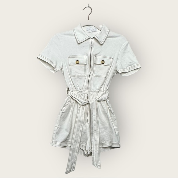 EUC | Peter Som | Button Denim Romper | White | Size 0 - Picture 2 of 16